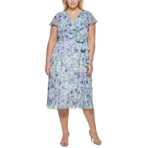 Tommy‎ Hilfiger Womens Plus Chiffon Floral Sheath Dress Size 14W
